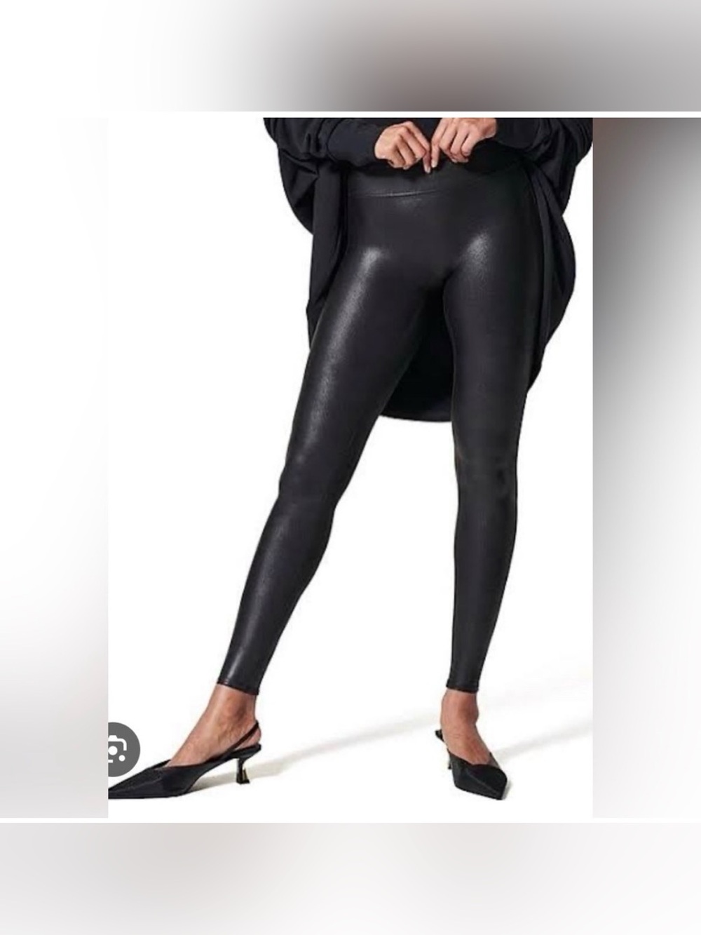 Spanx Faux Leather Leggings Black High Rise Shaping Medium
